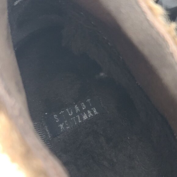 Stuart Weitzman Suede Shearling Trim Ankle Booties Brown Size 6.5 - Picture 11 of 12